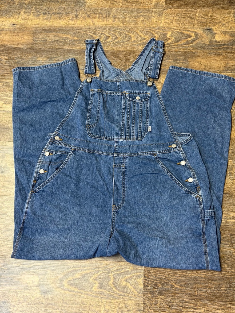 Y2K Old Navy Bib Overalls Jeans Womens Large Blue Denim Carpenter 2003 Vintage